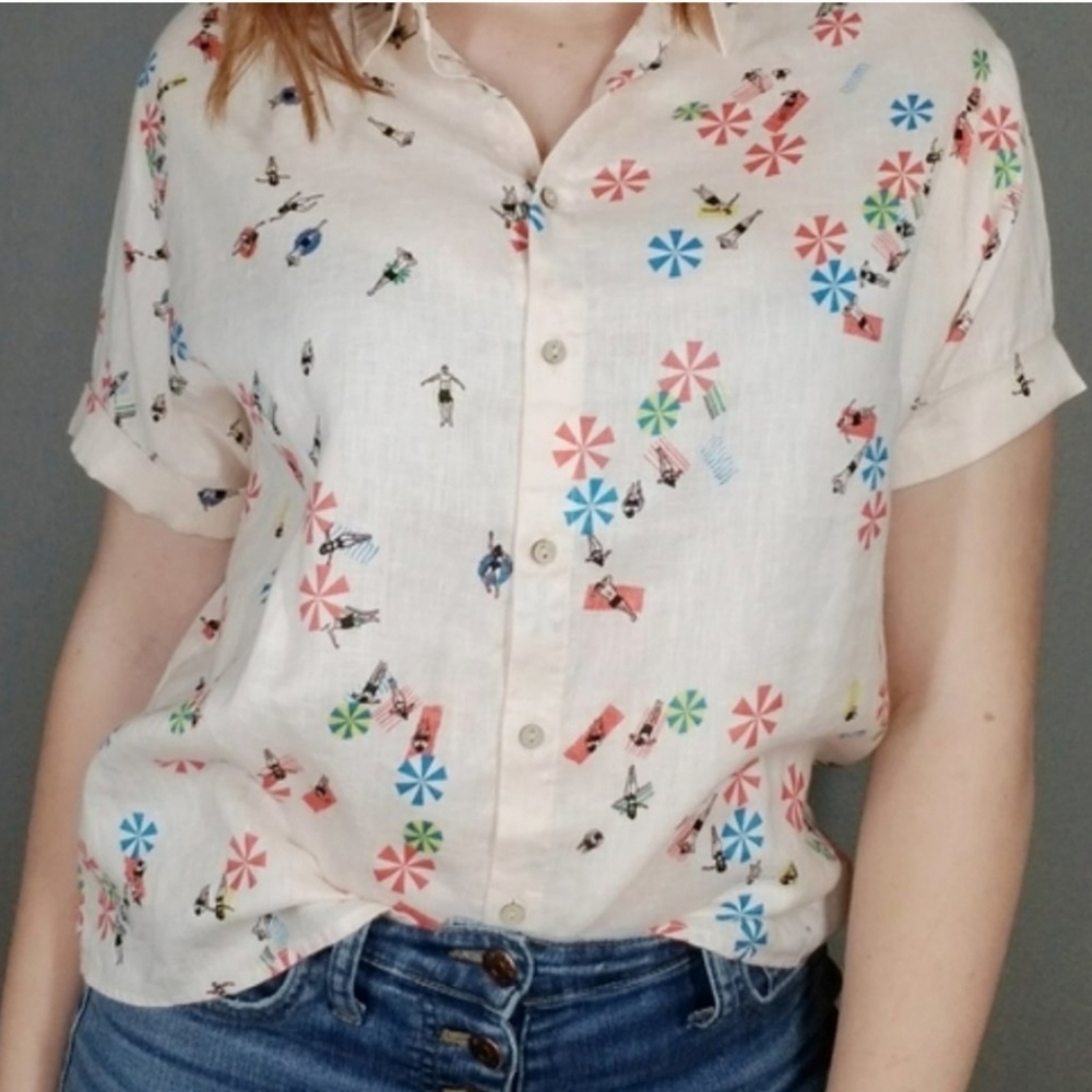 Cynthia Rowley 100% linen blouse